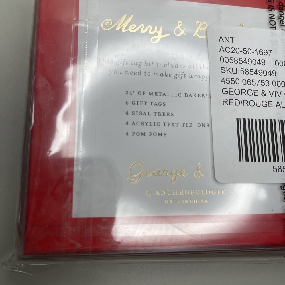 Anthropologie George Viv‎ Christmas Gift Tags Wrap Bottle Brush Toppers Set Box - Picture 4 of 4